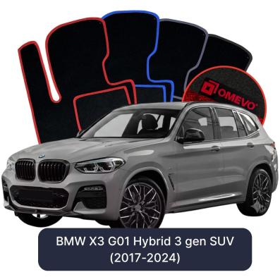 Velours-Autofußmatten OMEVO für BMW X3 G01 Hybrid 3 gen SUV (2017-2024)