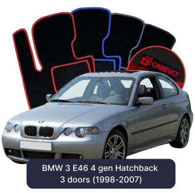 Velours-Autofußmatten OMEVO für BMW 3 E46 4 gen Kompakt 3 Türer (1998-2007)