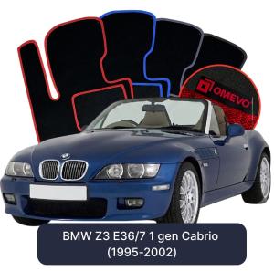 OMEVO Velours-Autofußmatten für BMW Z3 E36/7 1 gen Cabrio (1995-2002)