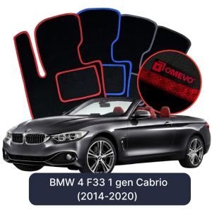OMEVO Velours-Autofußmatten für BMW 4er F33 1 gen Cabrio (2014-2020)
