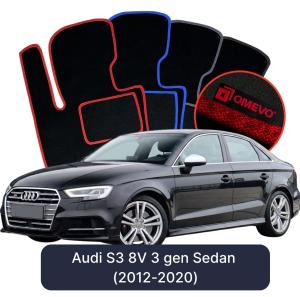 OMEVO Velours-Autofußmatten für Audi S3 8V 3 gen Limousine (2012-2020)