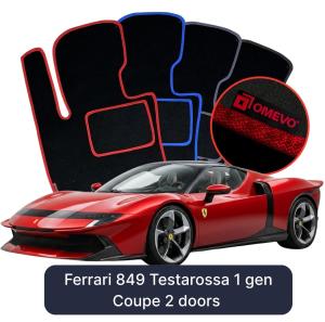 OMEVO Velours-Autofußmatten für Ferrari 849 Testarossa 1 gen Coupe 2 Türer (2025-2026)