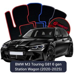 OMEVO Velours-Autofußmatten für BMW M3 Touring G81 6 gen Kombi (2020-2025)