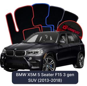 OMEVO Velours-Autofußmatten für BMW X5M 5-Sitzer F15 3 gen SUV (2013-2018)