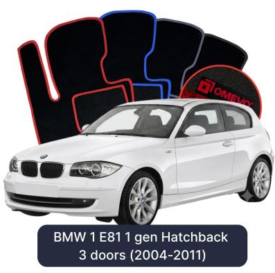 Velours-Autofußmatten OMEVO für BMW 1er E81 1 gen Kompakt 3 Türer (2004-2011)