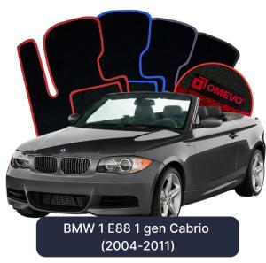 OMEVO Velours-Autofußmatten für BMW 1er E88 1 gen Cabrio (2004-2011)