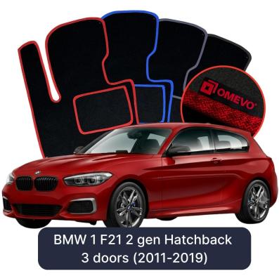 Velours-Autofußmatten OMEVO für BMW 1er F21 2 gen Kompakt 3 Türer (2011-2019)