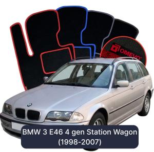 OMEVO Velours-Autofußmatten für BMW 3er E46 4 gen Kombi (1998-2007)