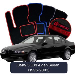 OMEVO Velours-Autofußmatten für BMW 5er E39 4 gen Limousine (1995-2003)