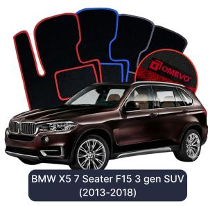 OMEVO Velours-Autofußmatten für BMW X5 7-Sitzer F15 3 gen SUV (2013- 2018)