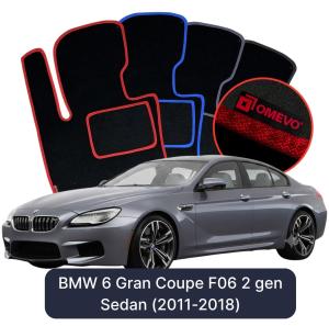OMEVO Velours-Autofußmatten für BMW 6er Gran Coupe F06 2 gen Limousine (2011-2018)