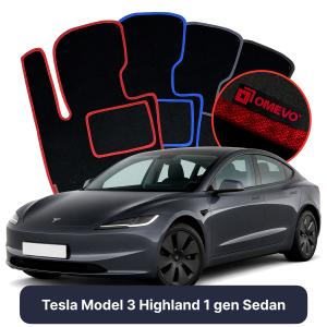 OMEVO Velours-Autofußmatten für Tesla Model 3 Highland 1 gen Limousine (2022-2025)