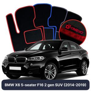 Velours-Autofußmatten OMEVO für BMW X6 5-Sitzer F16 2 gen SUV (2014-2019)