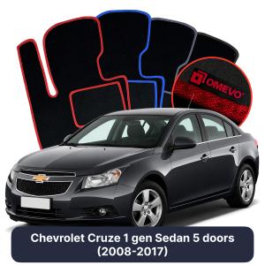 OMEVO Velours-Autofußmatten für Chevrolet Cruze 1 gen Limousine 5 Türer (2008-2017)