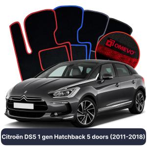 OMEVO Velours-Autofußmatten für Citroën DS5 1 gen Kompakt 5 Türer (2011-2018)