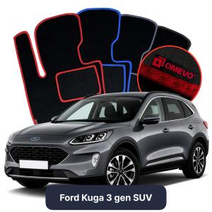 OMEVO Velours-Autofußmatten für Ford Kuga 3 gen SUV (2019-2025)