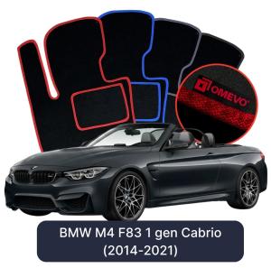 OMEVO Velours-Autofußmatten für BMW M4 F83 1 gen Cabrio (2014-2021)