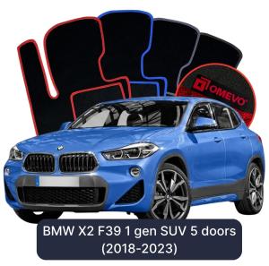 OMEVO Velours-Autofußmatten für BMW X2 F39 1 gen SUV 5 Türer (2018-2023)