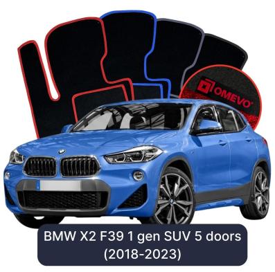 Velours-Autofußmatten OMEVO für BMW X2 F39 1 gen SUV 5 Türer (2018-2023)