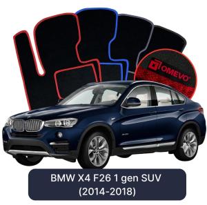OMEVO Velours-Autofußmatten für BMW X4 F26 1 gen SUV (2014-2018)