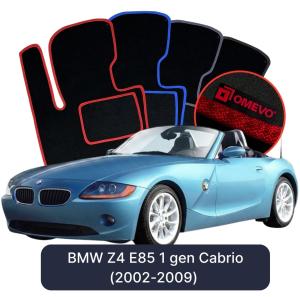 OMEVO Velours-Autofußmatten für BMW Z4 E85 1 gen Cabrio (2002-2009)