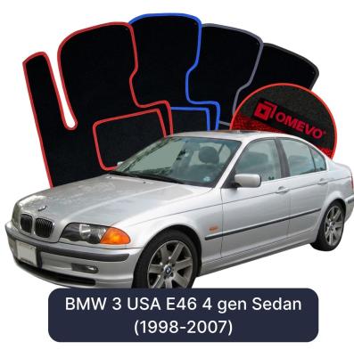 Velours-Autofußmatten OMEVO für BMW 3 USA E46 4 gen Limousine (1998-2007)