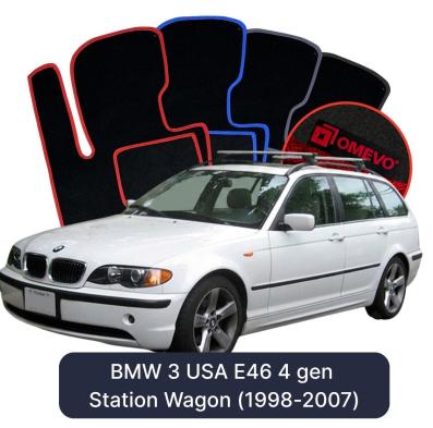 Velours-Autofußmatten OMEVO für BMW 3 USA E46 4 gen Kombi (1998-2007)