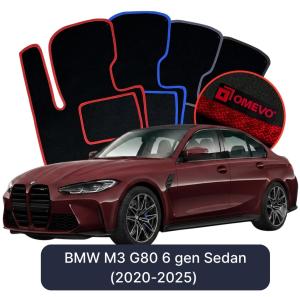 OMEVO Velours-Autofußmatten für BMW M3 G80 6 gen Limousine (2020-2025)