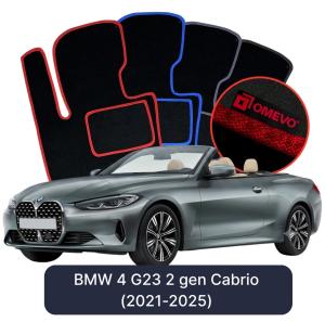 OMEVO Velours-Autofußmatten für BMW 4er G23 2 gen Cabrio (2021-2025)