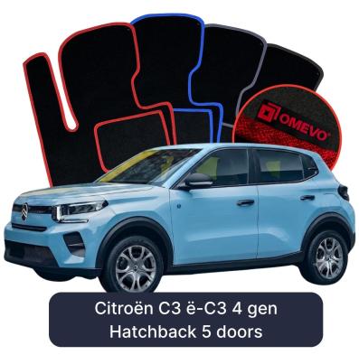 Velours-Autofußmatten OMEVO für Citroën C3 ë-C3 4 gen Hatchback 5 Türen (2024-2025)