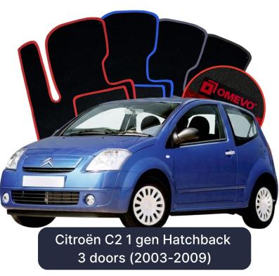 Velours-Autofußmatten OMEVO für Citroën C2 1 gen Kompakt 3 Türer (2003-2009)