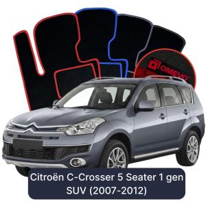 OMEVO Velours-Autofußmatten für Citroën C-Crosser 5-Sitzer 1 gen SUV (2007-2012)