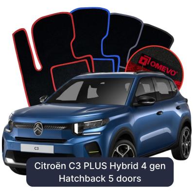 Velours-Autofußmatten OMEVO für Citroën C3 PLUS Hybrid 4 gen Hatchback 5 Türen (2024-2025)
