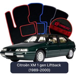 OMEVO Velours-Autofußmatten für Citroën XM 1 gen Liftback (1989-2000)