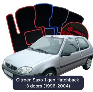OMEVO Velours-Autofußmatten für Citroën Saxo 1 gen Hatchback 3 Türen (1996-2004)