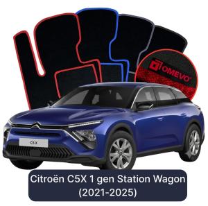 OMEVO Velours-Autofußmatten für Citroën C5X 1 gen Kombi (2021-2025)