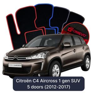 OMEVO Velours-Autofußmatten für Citroën C4 Aircross 1. Generation SUV 5 Türen (2012-2017)