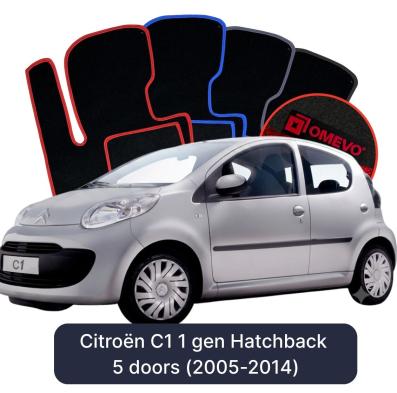 Velours-Autofußmatten OMEVO für Citroën C1 1 gen Kompakt 5 Türer (2005-2014)