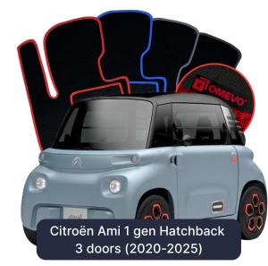 OMEVO Velours-Autofußmatten für Citroën Ami 1 gen Hatchback 3 Türen (2020-2025)