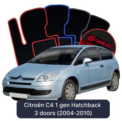 Velours-Autofußmatten OMEVO für Citroën C4 1 gen Kompakt 3 Türer (2004-2010)