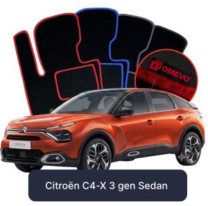 OMEVO Velours-Autofußmatten für Citroën C4-X 3 gen Limousine (2023-2025)