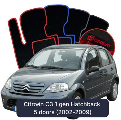 Velours-Autofußmatten OMEVO für Citroën C3 1 gen Kompakt 5 Türer (2002-2009)