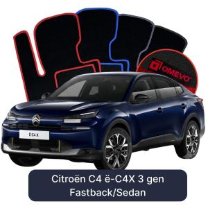 OMEVO Velours-Autofußmatten für Citroën C4 ë-C4X 3 gen Limousine (2022-2025)