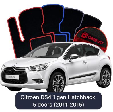Velours-Autofußmatten OMEVO für Citroën DS4 1 gen Kompakt 5 Türer (2011-2015)