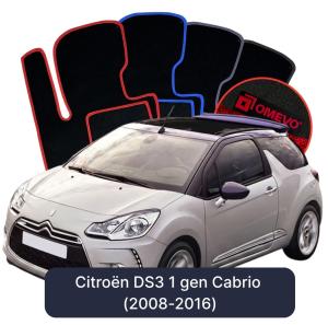 OMEVO Velours-Autofußmatten für Citroën DS3 1 gen Cabrio (2008-2016)