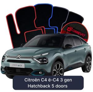 OMEVO Velours-Autofußmatten für Citroën C4 ë-C4 3 gen Kompakt 5 Türer (2020-2025)
