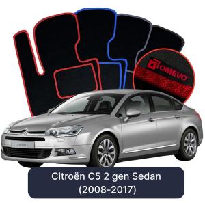 OMEVO Velours-Autofußmatten für Citroën C5 2 gen Limousine (2008-2017)