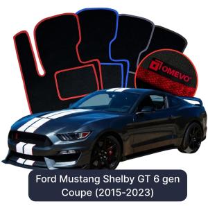 OMEVO Velours-Autofußmatten für Ford Mustang Shelby GT 6 gen Coupe (2015-2023)