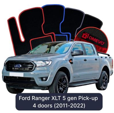Velours-Autofußmatten OMEVO für Ford Ranger XLT 5 gen Pick-up 4 Türer (2011-2022)