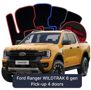 OMEVO Velours-Autofußmatten für Ford Ranger WILDTRAK 6 gen Pick-up 4 Türer (2022-2025)
